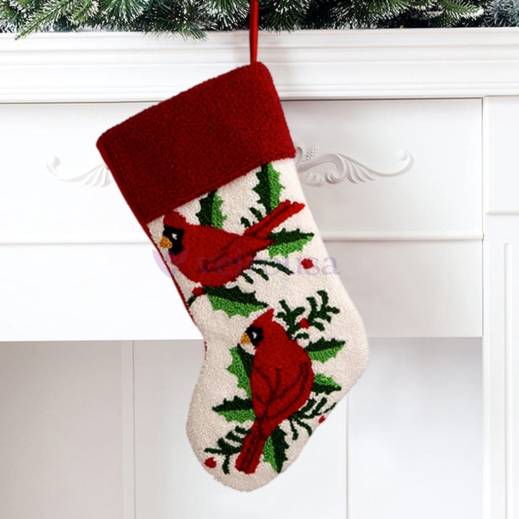 Deux chaussettes de Noël à crochet DIY avec motif cardinal, kits pour débutants