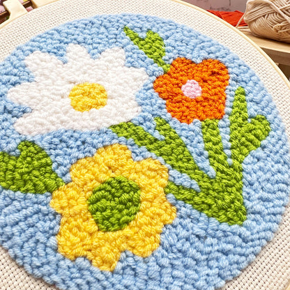 Retro Floral Punch Needle Kit for Beginners