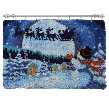 Kits de ganchillo para principiantes de alfombras con paisaje navideño
