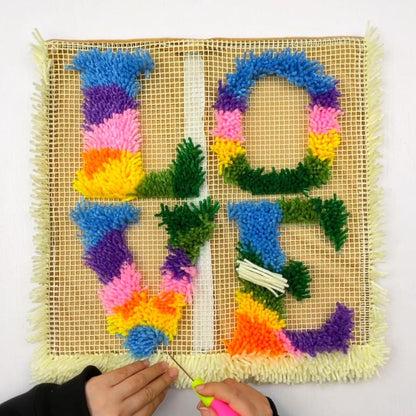 Kit de coussin à crochet coloré « Love » pour adultes, débutants et enfants