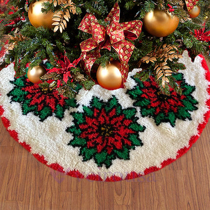 Big Red Flower Christmas Tree Skirts Latch Hook Kit for Beginner