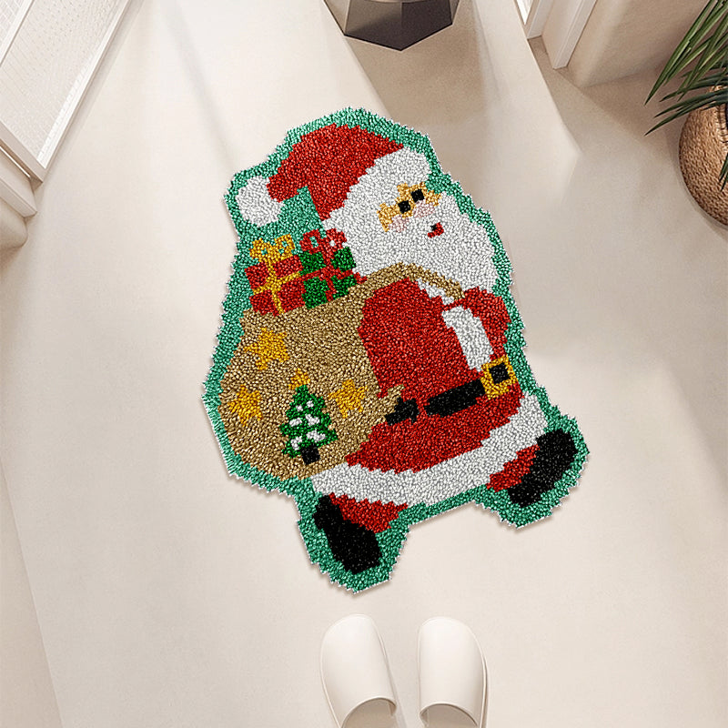 Jolly gift-laden Santa Latch Hook Rug Kit