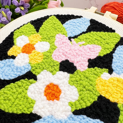 Retro Floral Punch Needle Kit for Beginners