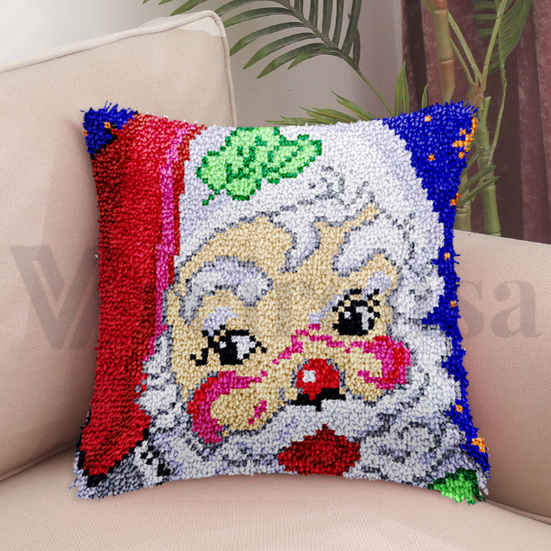 Noël | Kits de crochet pour taies d'oreiller Père Noël malicieux pour adultes, débutants et enfants 