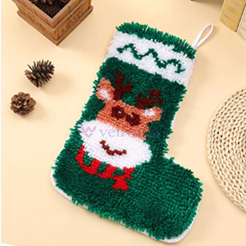 Kits de ganchillo para principiantes para hacer calcetines navideños con forma de ciervo
