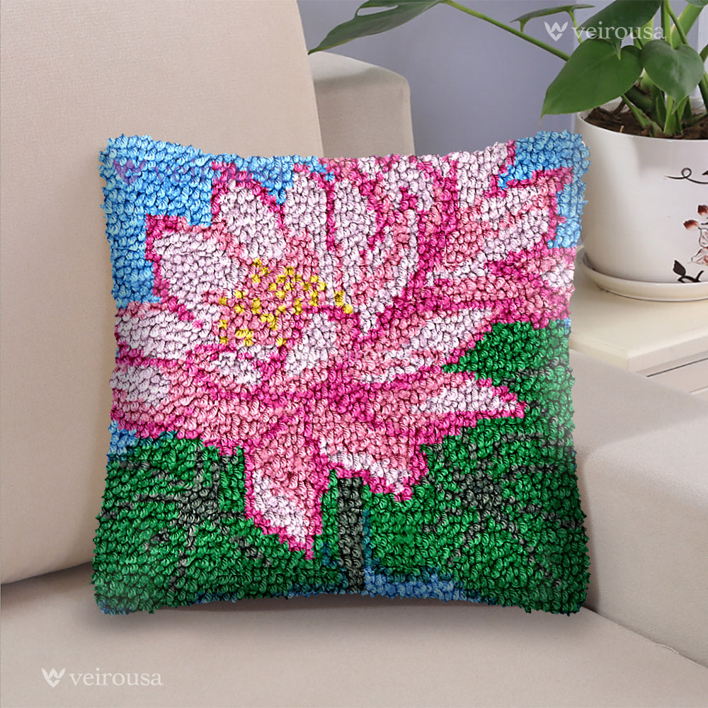 Kit de coussin à crochet en forme de fleur de lotus pour adultes, débutants et enfants