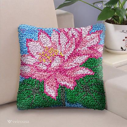 Kit de coussin à crochet en forme de fleur de lotus pour adultes, débutants et enfants
