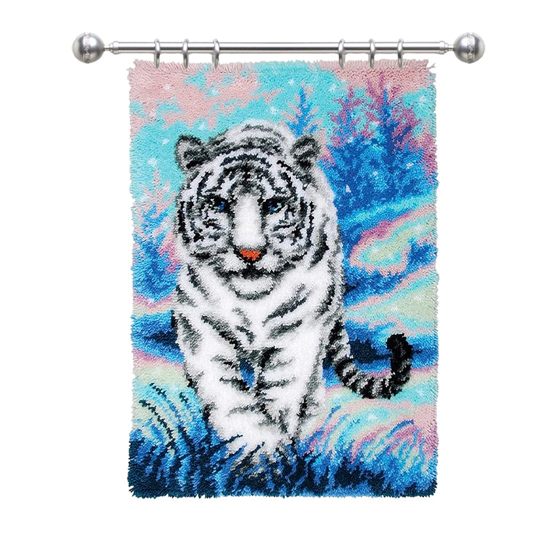 Kits de crochets pour tapis tigre blanc grand format pour débutants 