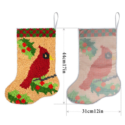 Kits de crochet DIY pour débutants, motif chaussette de Noël cardinal
