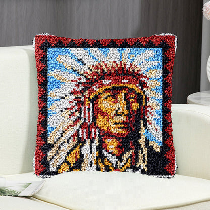 Kit de crochets pour taie d'oreiller avec motif amérindien, pour adultes, débutants et enfants. Convient aux adultes, débutants et enfants. 