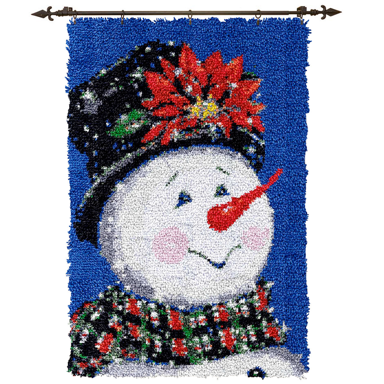 Grand format | Kit de crochet pour tapis bonhomme de neige pour débutants