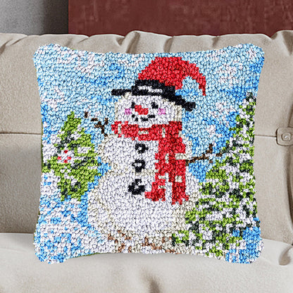 Kit de crochet pour taie d'oreiller bonhomme de neige de Noël, pour adultes, débutants et enfants 