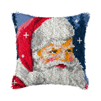 Navidad | Kits de cierre de gancho para funda de almohada con diseño de Papá Noel para adultos, principiantes y niños