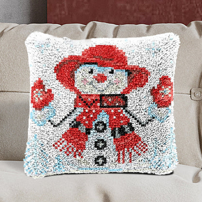 Christmas Snowman Pillowcase Latch Hook Kits for Adult, Beginner and Kid