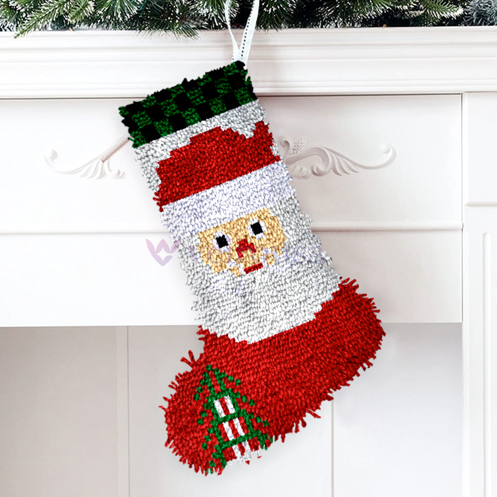 Kits de ganchillo para principiantes para hacer un calcetín navideño de Papá Noel