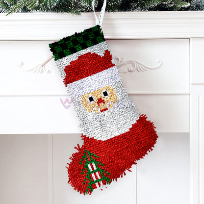 Kits de ganchillo para principiantes para hacer un calcetín navideño de Papá Noel
