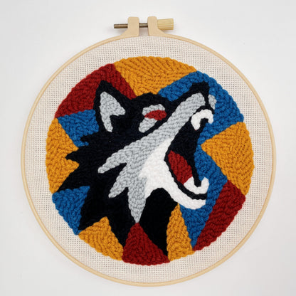 Geometric Fox & Wolf Punch Needle Kit for Beginners