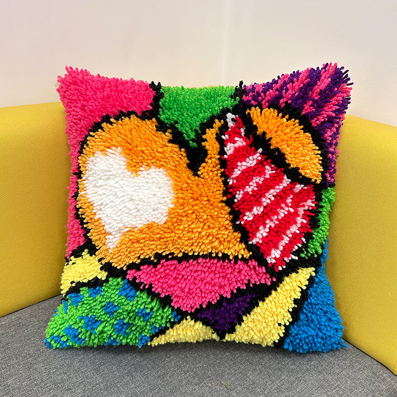 Kit de coussin à crochet coloré « Love » pour adultes, débutants et enfants