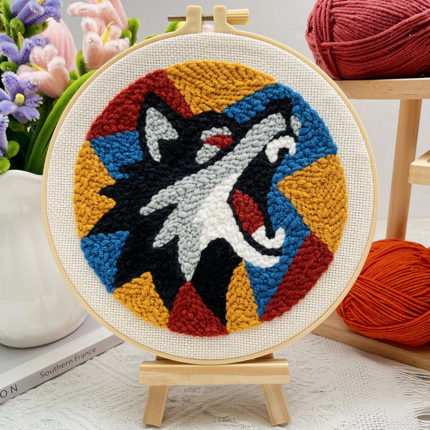 Geometric Fox & Wolf Punch Needle Kit for Beginners