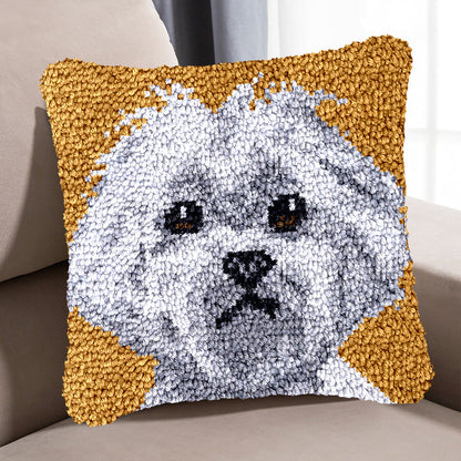 Fluffy Cavoodle Pillowcase Latch Hook Kit for Adult, Beginner and Kid