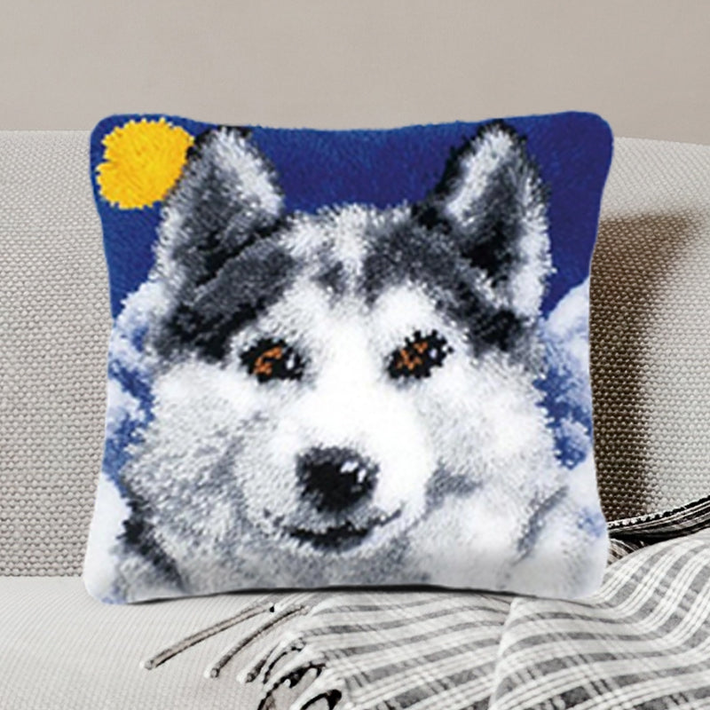Husky Pillowcase Latch Hook Kit for Adult, Beginner and Kid
