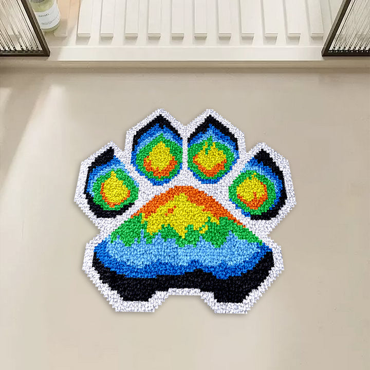 Kit de tapis à crochets en forme de patte à dégradé de couleurs