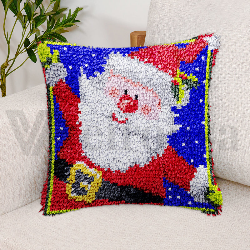 Navidad | Kits de cierre de gancho para funda de almohada con diseño de Papá Noel para adultos, principiantes y niños 