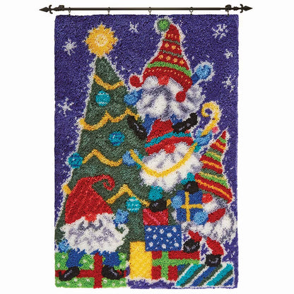 Happy Christmas Gnomes Rug Latch Hook Kits for Beginners