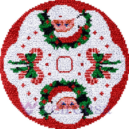 Santa Claus Christmas Tree Skirts Latch Hook Kit for Beginner
