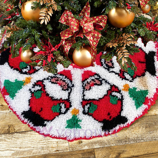 Six Santa Christmas Tree Skirts Latch Hook Kit for Beginner