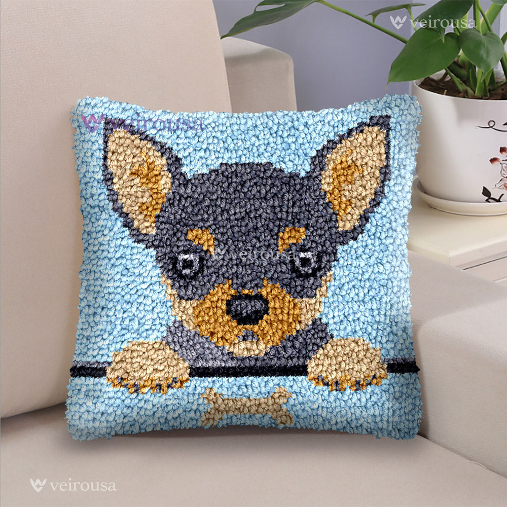 Chihuahua Puppy Latch Hook Pillow Kit