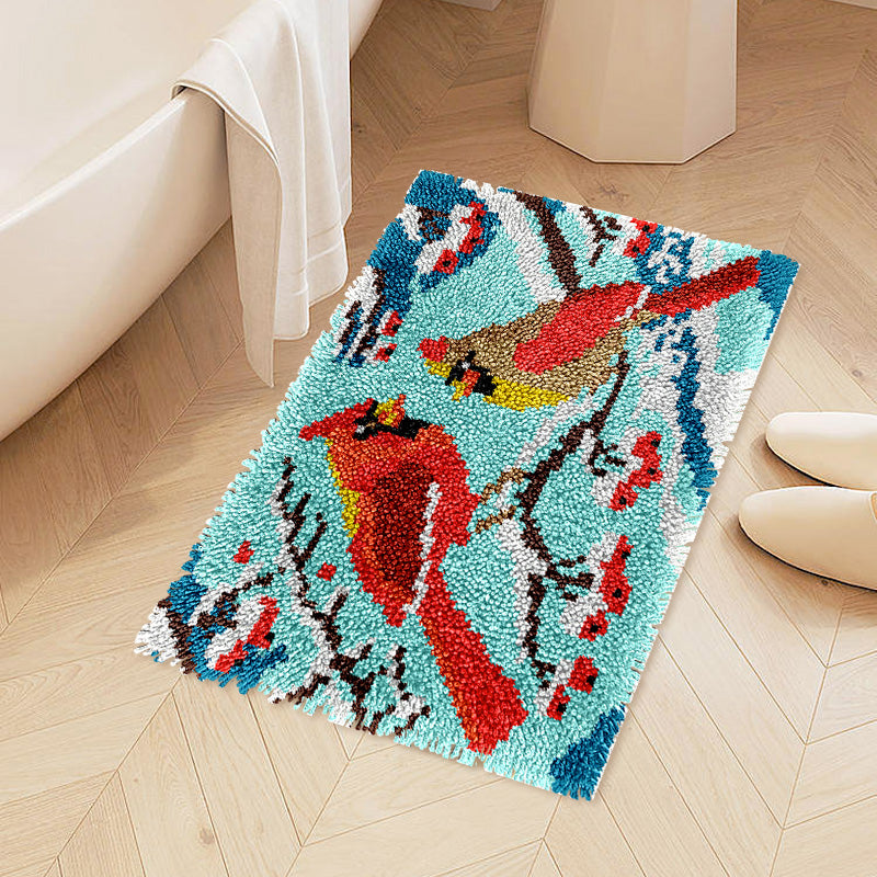 Two Cardinal Birds Latch Hook Rug Kit