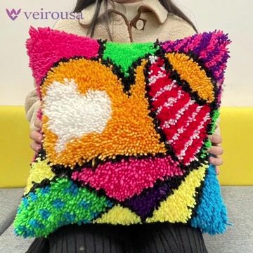 Kit de coussin à crochet coloré « Love » pour adultes, débutants et enfants