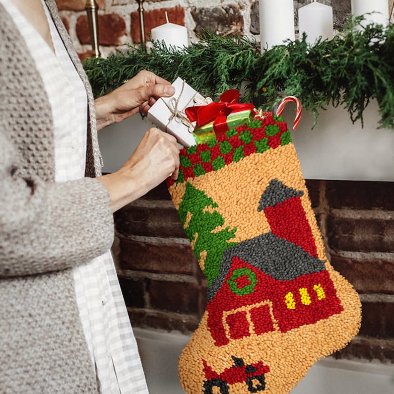 Bird Christmas Stocking DIY Latch Hook Kits for Beginners