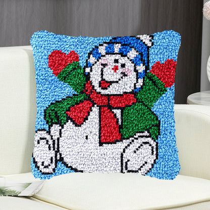 Kit de cierre de gancho para funda de almohada con muñeco de nieve feliz para adultos, principiantes y niños 