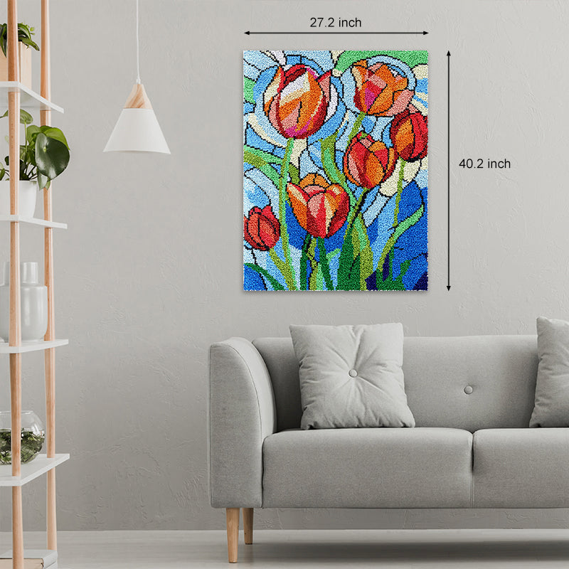 [Grand format] Magnifiques tulipes - Kit de tapis à crocheter