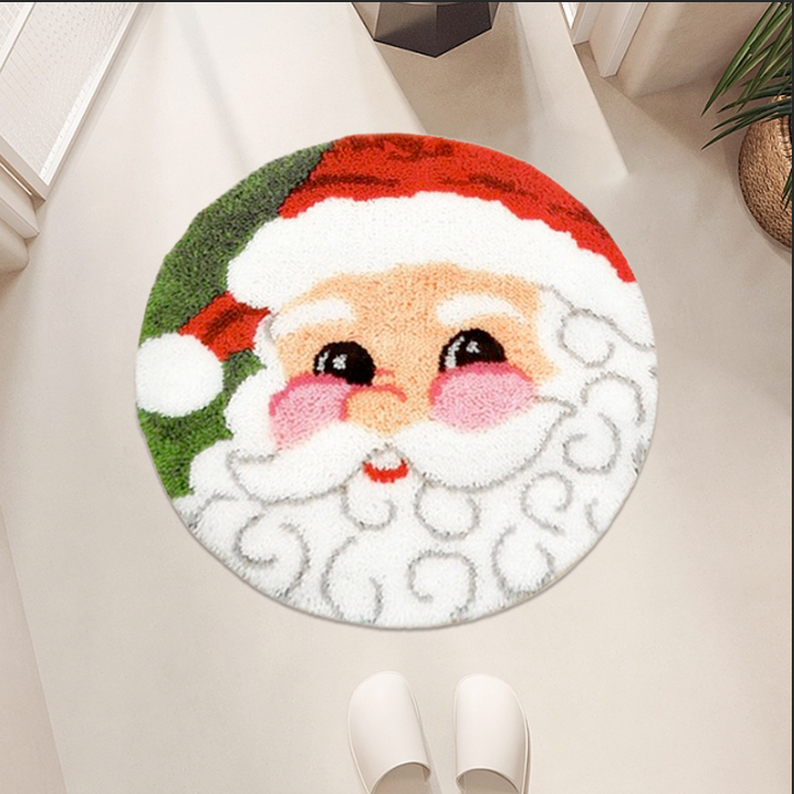 Navidad | Kits de ganchillo para principiantes de alfombras con diseño de Papá Noel 