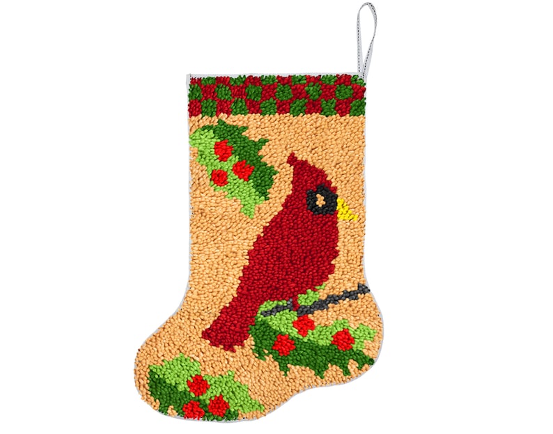 Kits de crochet DIY pour débutants, motif chaussette de Noël cardinal