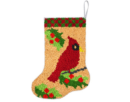 Kits de crochet DIY pour débutants, motif chaussette de Noël cardinal