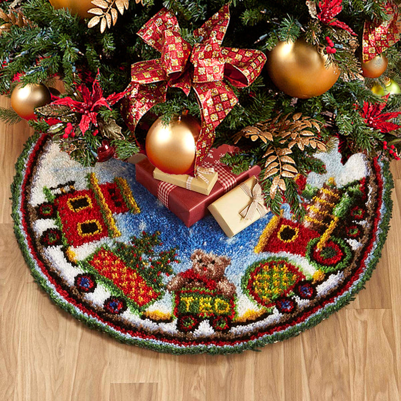 Kit de faldas para árbol de Navidad con forma de tren y gancho para principiantes