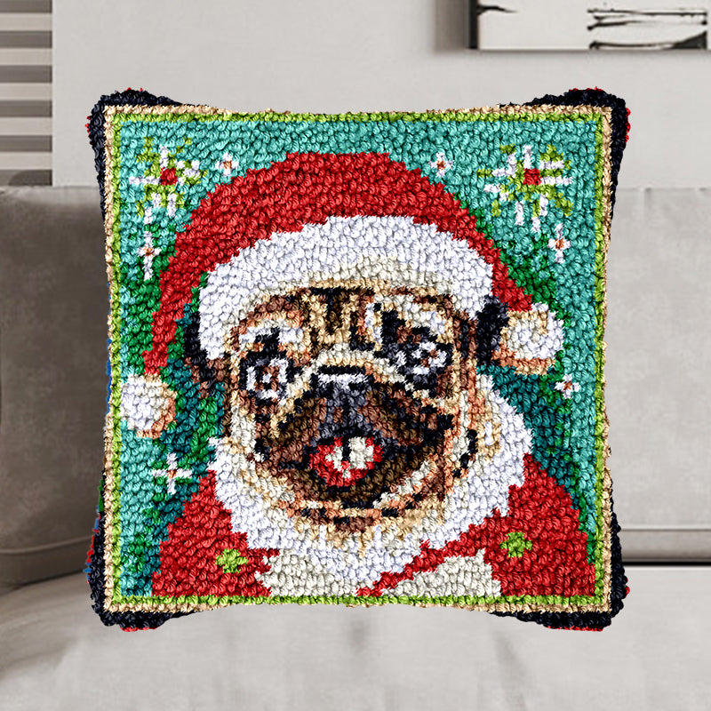 Kit de crochets pour taie d'oreiller de Noël en forme de bouledogue, pour adultes, débutants et enfants. Convient aux adultes, débutants et enfants. 