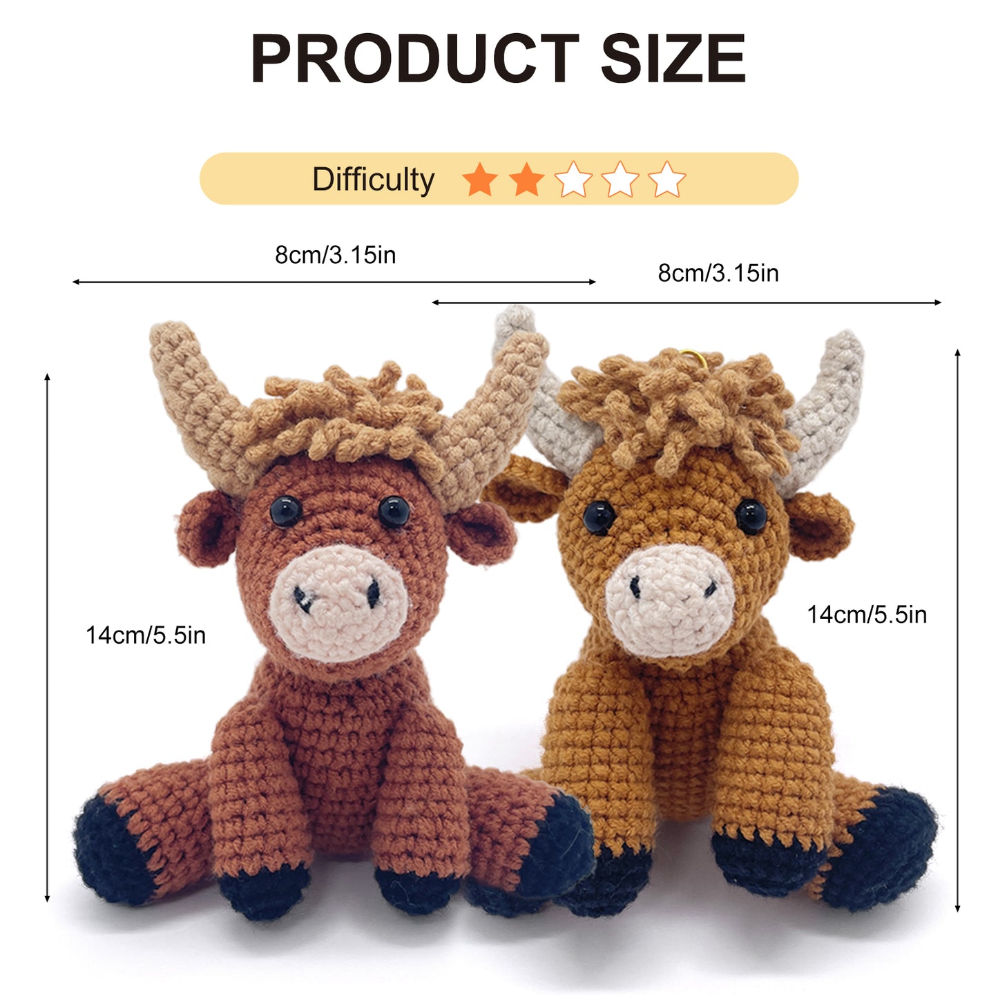 Two Highland Cows Crochet Kit