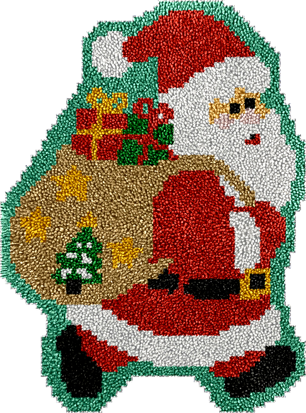 Jolly gift-laden Santa Latch Hook Rug Kit