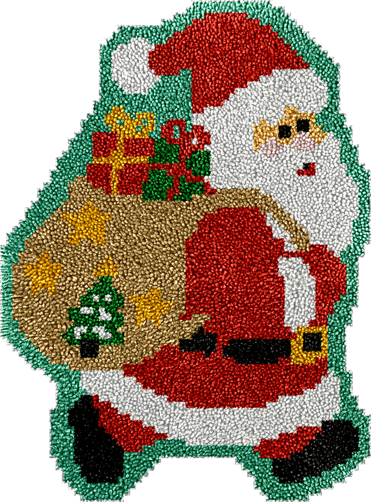 Jolly gift-laden Santa Latch Hook Rug Kit