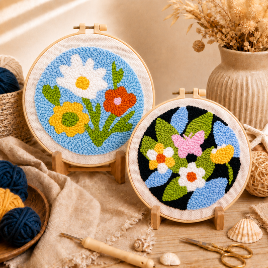 Retro Floral Punch Needle Kit for Beginners
