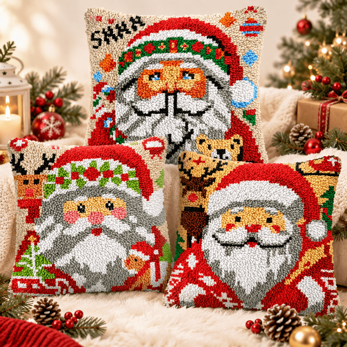 ¡Silencio! Papá Noel con oso - Kit de cierre para funda de almohada