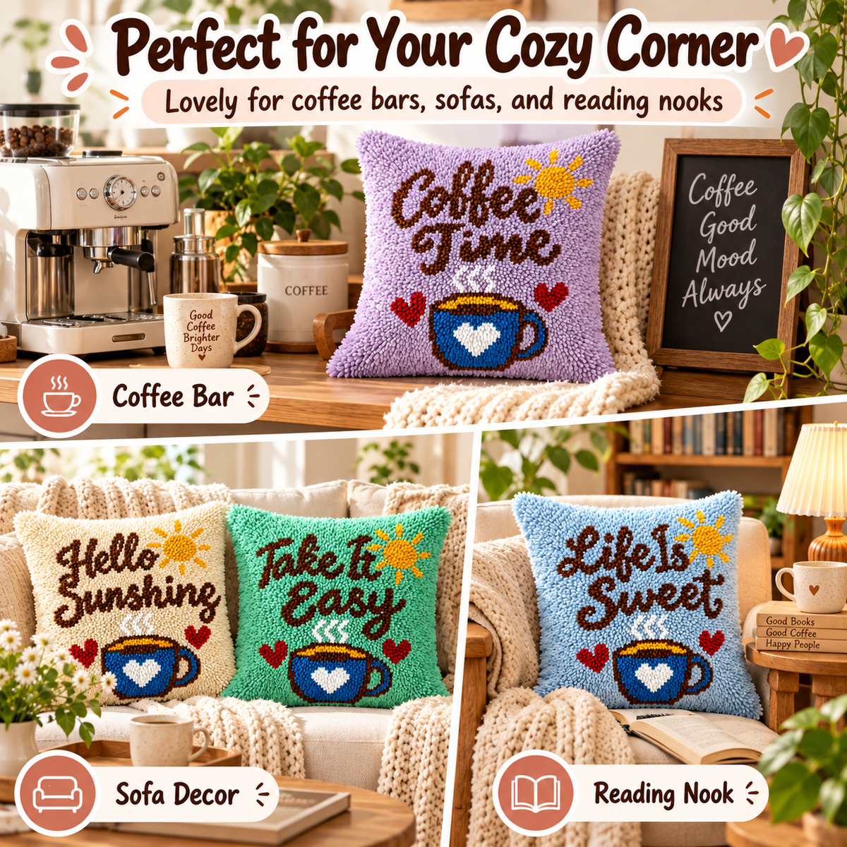 Personalized Coffee Cup Pillow Kit – Custom Text & Color