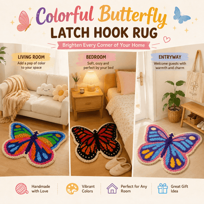 Colorful Butterfly Latch Hook Rug Kit