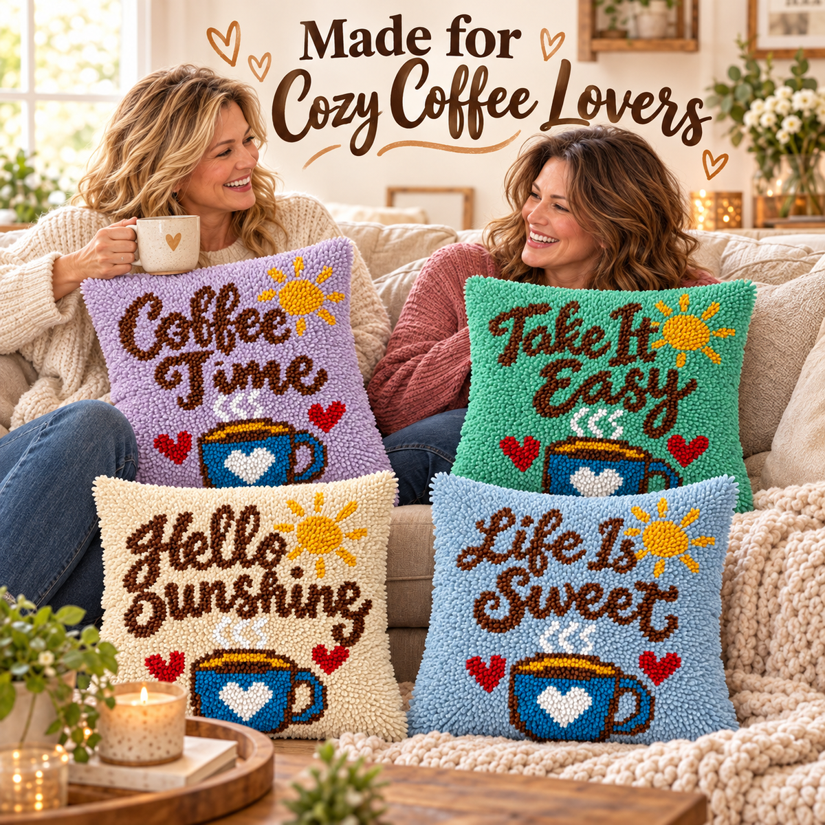 Personalized Coffee Cup Pillow Kit – Custom Text & Color