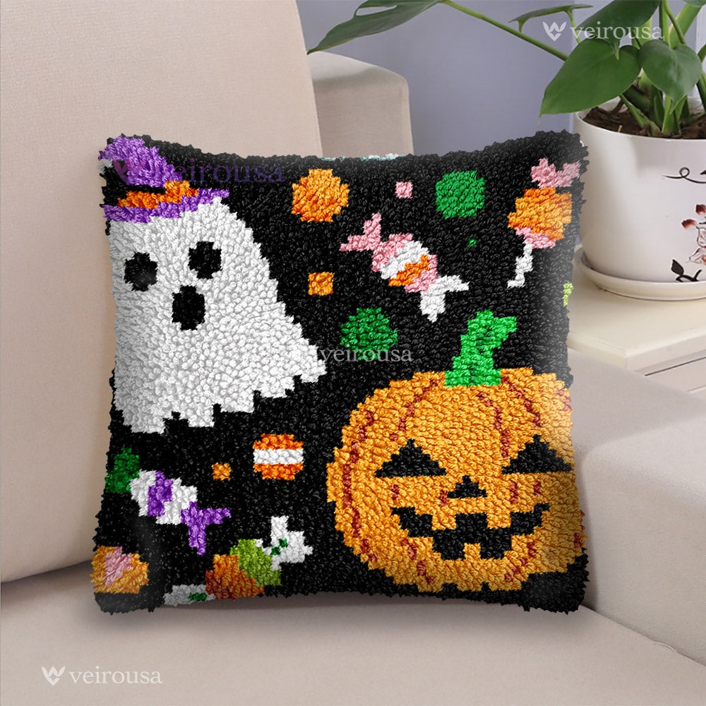Kit de coussin à crochet Halloween citrouille et fantôme